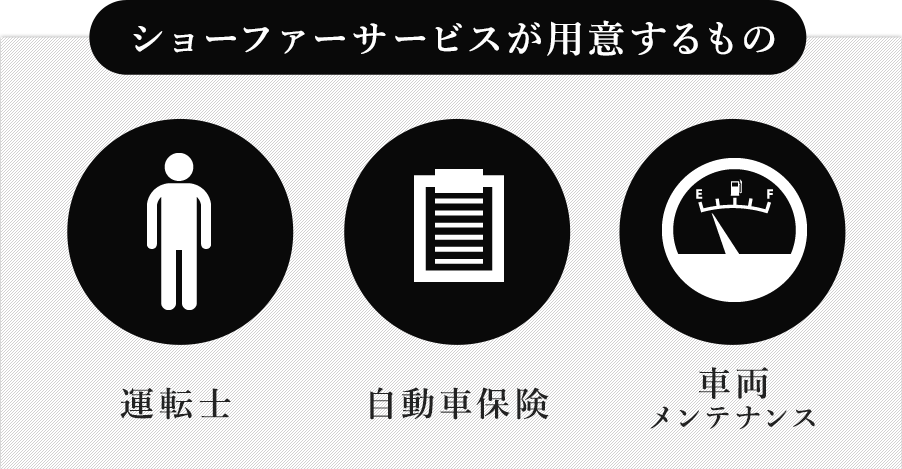 ショーファーサービスが用意するもの 運転士 自動車保険 車両メンテナンス